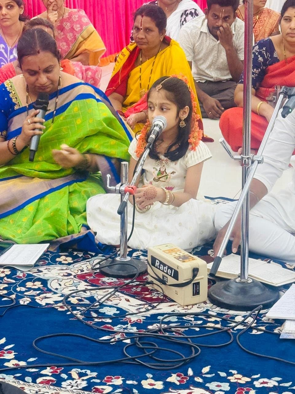 A young student singing